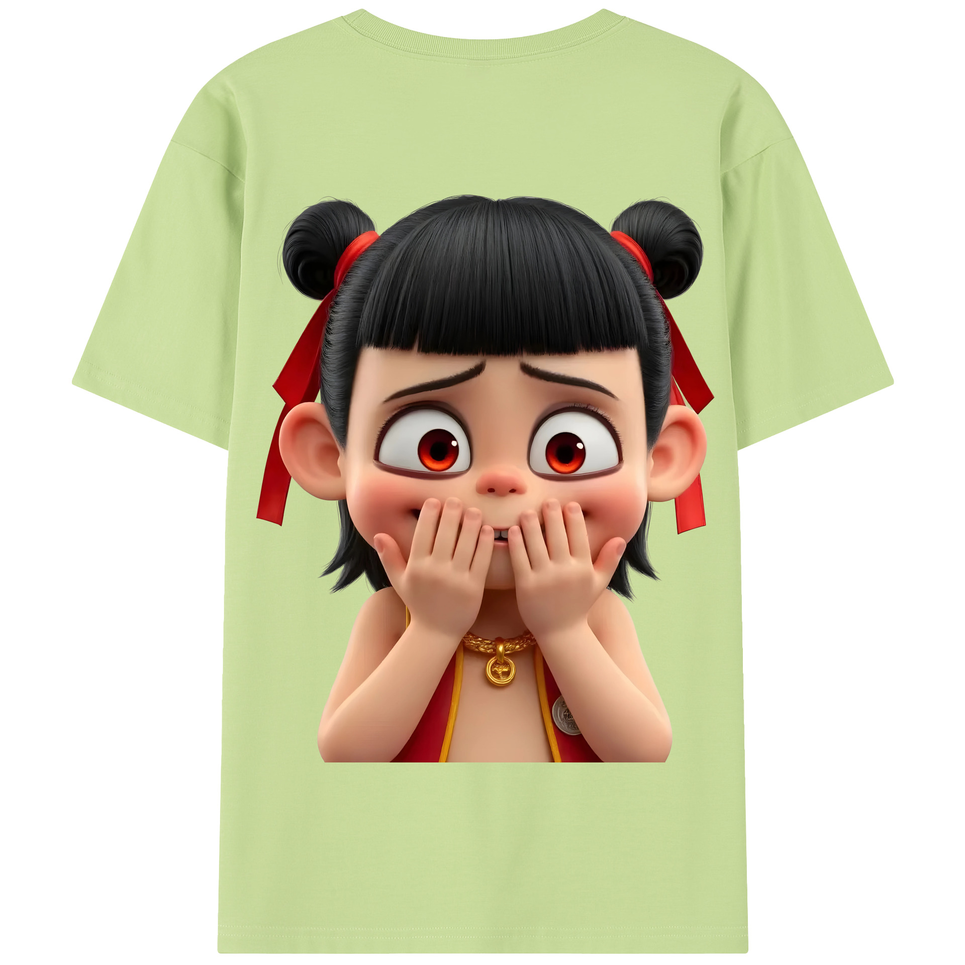 （画像用） Ne Zha 2 ナタ 魔童の大暴れ 綿100％半袖Tシャツ（背面プリント）